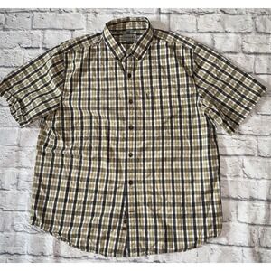 Carhartt Button Shirt Men's XL Brown Plaid Workwear Chore Relaxed Fit‎